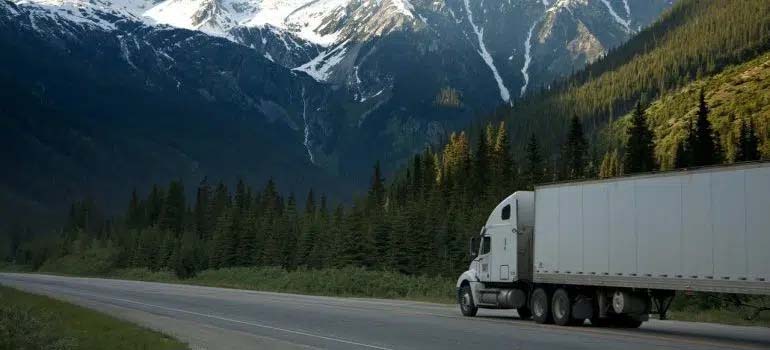 Truck travelling in mountains