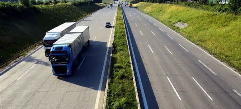 Trucks on a road